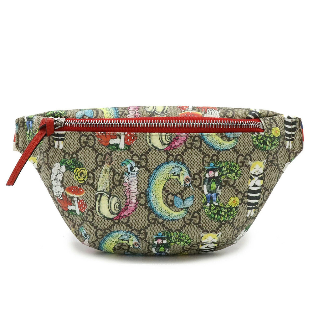 Gucci GG Supreme Belt Bag Waist Pouch Yuko Higuchi animal Beige Cream multi